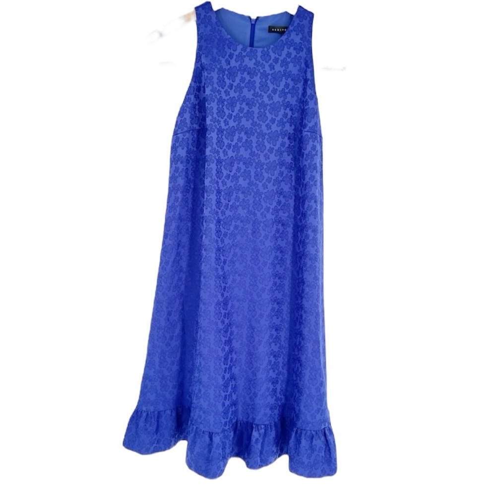 NWT Abbey Glass Lydia Dress Sleeveless Trapeze Jacquard Swing Electric Blue S - Picture 2 of 16